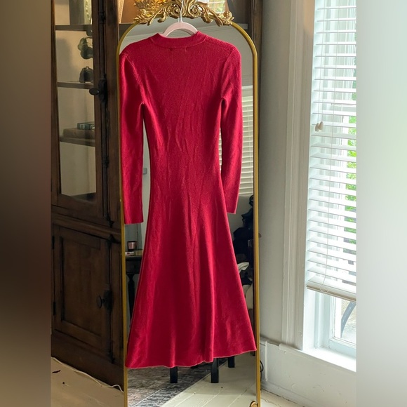 Jason Wu Red Quarter Zip Long Sleeve Dress - Picture 9 of 11